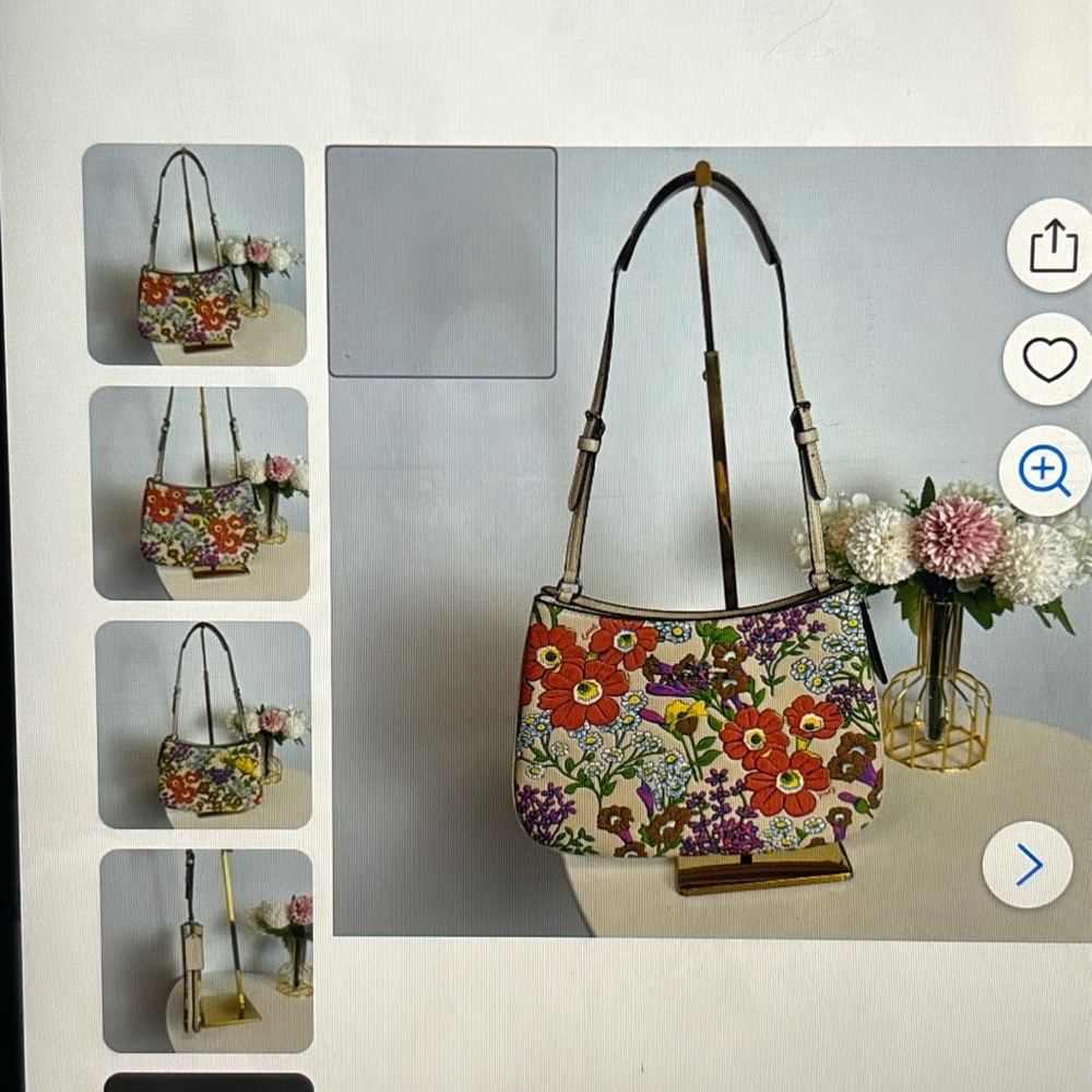 Coach Penelope Shoulder Bag with floral print, Ivory.